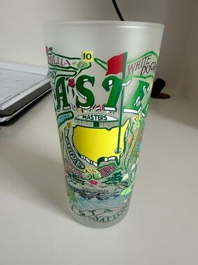 Masters Tournament Souvenir Frosted Glass - Yellow & Green Design